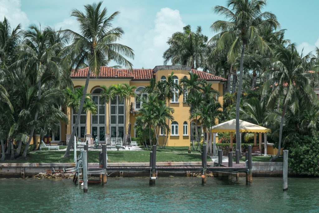 Miami Mansion Yellow House Waterfront HouseReal Estate Miami Luxury Home